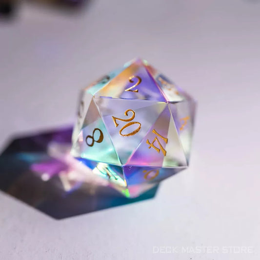 “Prismatic Enchantment” Dichroic Glass Polyhedral Gemstone Dice Set for DnD and RPG Games D20(1pcs)