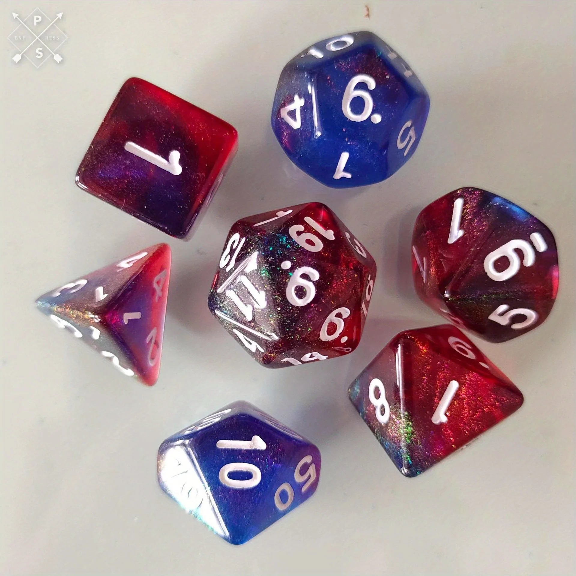 Colorway two-tone D&D dice Red And Blue